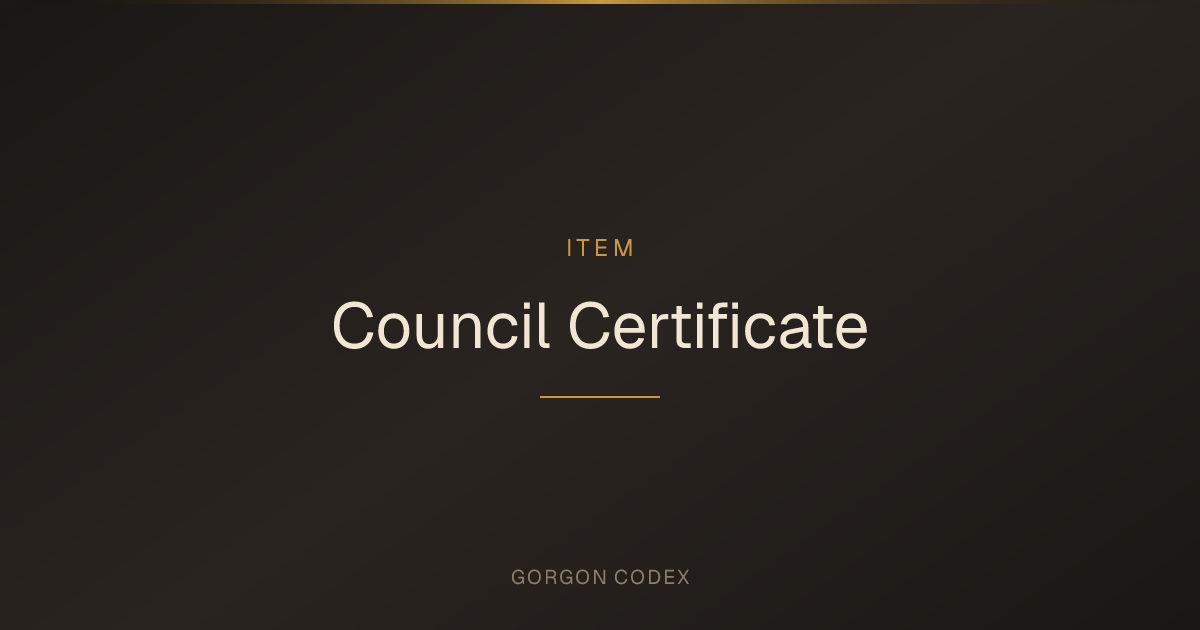 Council Certificate | Items | Project Gorgon